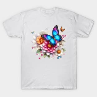 A butterfly decorated with beautiful colorful flowers. T-Shirt